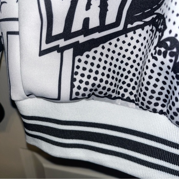 Black and White Bomber Jacket with Comic Print - Picture 5 of 5